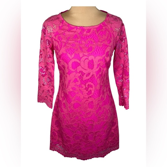 Lilly Pulitzer Aaliyah Lace Dress In Magenta sz 0 - Picture 3 of 10